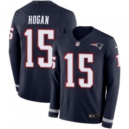 New England Patriots #15 Chris Hogan Navy Blue Team Color Men's Stitched NFL Limited Therma Long Sleeve Jersey