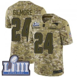 New England Patriots #24 Stephon Gilmore Camo Super Bowl LIII Bound Men's Stitched NFL Limited 2018 Salute To Service Jersey