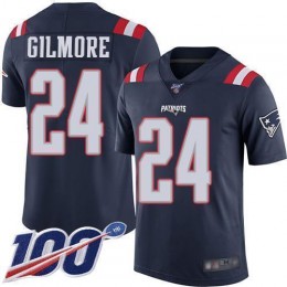 New England Patriots #24 Stephon Gilmore Navy Blue Men's Stitched NFL Limited Rush 100th Season Jersey