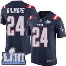 New England Patriots #24 Stephon Gilmore Navy Blue Super Bowl LIII Bound Men's Stitched NFL Limited Rush Jersey