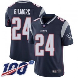 New England Patriots #24 Stephon Gilmore Navy Blue Team Color Men's Stitched NFL 100th Season Vapor Limited Jersey