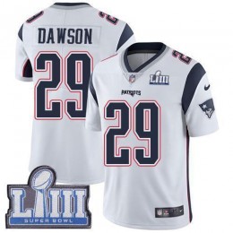 New England Patriots #29 Duke Dawson White Super Bowl LIII Bound Men's Stitched NFL Vapor Untouchable Limited Jersey