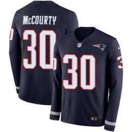 New England Patriots #30 Jason McCourty Navy Blue Team Color Men's Stitched NFL Limited Therma Long Sleeve Jersey