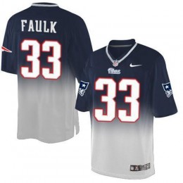 New England Patriots #33 Kevin Faulk Navy Blue/Grey Men's Stitched NFL Elite Fadeaway Fashion Jersey
