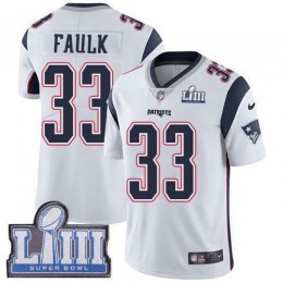 New England Patriots #33 Kevin Faulk White Super Bowl LIII Bound Men's Stitched NFL Vapor Untouchable Limited Jersey