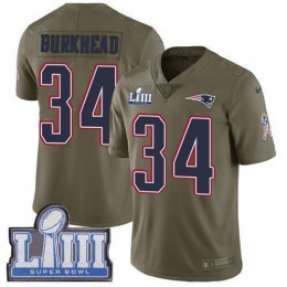 New England Patriots #34 Rex Burkhead Olive Super Bowl LIII Bound Men's Stitched NFL Limited 2017 Salute To Service Jersey