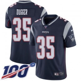 New England Patriots #35 Kyle Dugger Navy Blue Team Color Men's Stitched NFL 100th Season Vapor Untouchable Limited Jersey