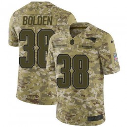 New England Patriots #38 Brandon Bolden Camo Men's Stitched NFL Limited 2018 Salute To Service Jersey