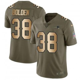 New England Patriots #38 Brandon Bolden Olive/Gold Men's Stitched NFL Limited 2017 Salute To Service Jersey