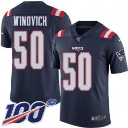 New England Patriots #50 Chase Winovich Navy Blue Men's Stitched NFL Limited Rush 100th Season Jersey