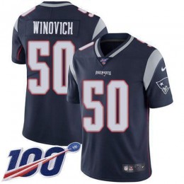 New England Patriots #50 Chase Winovich Navy Blue Team Color Men's Stitched NFL 100th Season Vapor Limited Jersey