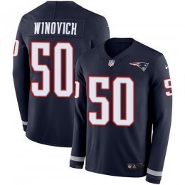 New England Patriots #50 Chase Winovich Navy Blue Team Color Men's Stitched NFL Limited Therma Long Sleeve Jersey