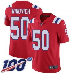 New England Patriots #50 Chase Winovich Red Alternate Men's Stitched NFL 100th Season Vapor Limited Jersey