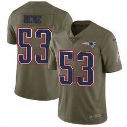 New England Patriots #53 Josh Uche Olive Men's Stitched NFL Limited 2017 Salute To Service Jersey