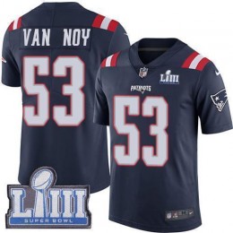 New England Patriots #53 Kyle Van Noy Navy Blue Super Bowl LIII Bound Men's Stitched NFL Limited Rush Jersey