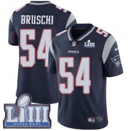 New England Patriots #54 Tedy Bruschi Navy Blue Team Color Super Bowl LIII Bound Men's Stitched NFL Vapor Untouchable Limited Jersey