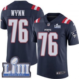 New England Patriots #76 Isaiah Wynn Navy Blue Super Bowl LIII Bound Men's Stitched NFL Limited Rush Jersey