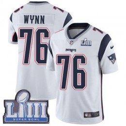 New England Patriots #76 Isaiah Wynn White Super Bowl LIII Bound Men's Stitched NFL Vapor Untouchable Limited Jersey