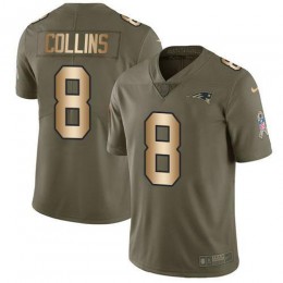 New England Patriots #8 Jamie Collins Sr Olive/Gold Men's Stitched NFL Limited 2017 Salute To Service Jersey