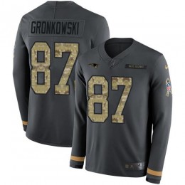 New England Patriots #87 Rob Gronkowski Anthracite Salute to Service Men's Stitched NFL Limited Therma Long Sleeve Jersey