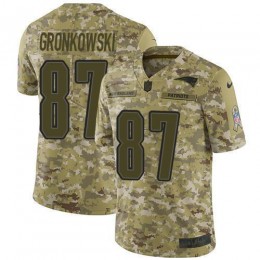 New England Patriots #87 Rob Gronkowski Camo Men's Stitched NFL Limited 2018 Salute To Service Jersey
