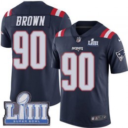 New England Patriots #90 Malcom Brown Navy Blue Super Bowl LIII Bound Men's Stitched NFL Limited Rush Jersey