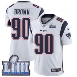 New England Patriots #90 Malcom Brown White Super Bowl LIII Bound Men's Stitched NFL Vapor Untouchable Limited Jersey