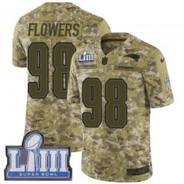 New England Patriots #98 Trey Flowers Camo Super Bowl LIII Bound Men's Stitched NFL Limited 2018 Salute To Service Jersey