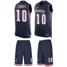 Patriots #10 Mac Jones Edelman Navy Blue Team Color Men's Stitched NFL Limited Tank Top Suit Jersey