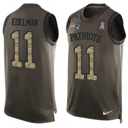 Patriots #11 Julian Edelman Green Men's Stitched NFL Limited Salute To Service Tank Top Jersey