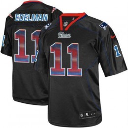 Patriots #11 Julian Edelman Lights Out Black Men's Stitched NFL Elite Strobe Jersey