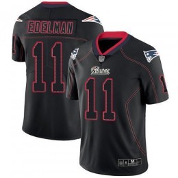 Patriots #11 Julian Edelman Lights Out Black Men's Stitched NFL Limited Rush Jersey