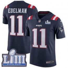 Patriots #11 Julian Edelman Navy Blue Super Bowl LIII Bound Men's Stitched NFL Limited Rush Jersey