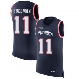 Patriots #11 Julian Edelman Navy Blue Team Color Men's Stitched NFL Limited Rush Tank Top Jersey
