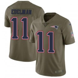 Patriots #11 Julian Edelman Olive Men's Stitched NFL Limited 2017 Salute To Service Jersey