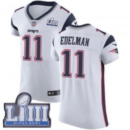 Patriots #11 Julian Edelman White Super Bowl LIII Bound Men's Stitched NFL Vapor Untouchable Elite Jersey