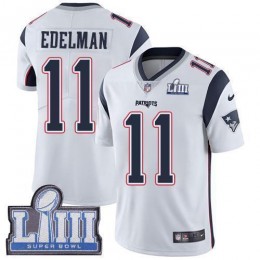 Patriots #11 Julian Edelman White Super Bowl LIII Bound Men's Stitched NFL Vapor Untouchable Limited Jersey