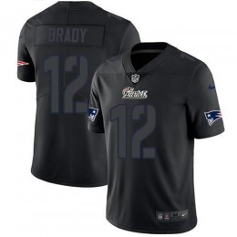 Patriots #12 Tom Brady Black Men's Stitched NFL Limited Rush Impact Jersey