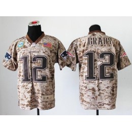 Patriots #12 Tom Brady Camo Men's Stitched NFL New Elite USMC Jersey