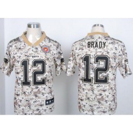 Patriots #12 Tom Brady Camo USMC Men's Stitched NFL Elite Jersey