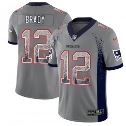 Patriots #12 Tom Brady Grey Men's Stitched NFL Limited Rush Drift Fashion Jersey