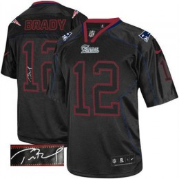 Patriots #12 Tom Brady Lights Out Black Men's Stitched NFL Elite Autographed Jersey