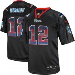 Patriots #12 Tom Brady Lights Out Black Men's Stitched NFL Elite Strobe Jersey