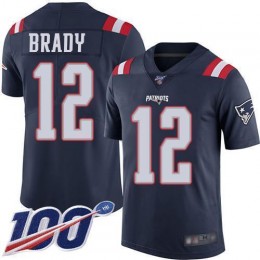 Patriots #12 Tom Brady Navy Blue Men's Stitched NFL Limited Rush 100th Season Jersey