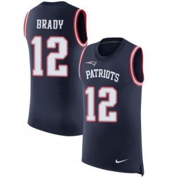 Patriots #12 Tom Brady Navy Blue Team Color Men's Stitched NFL Limited Rush Tank Top Jersey