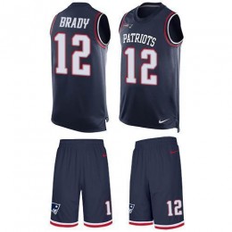 Patriots #12 Tom Brady Navy Blue Team Color Men's Stitched NFL Limited Tank Top Suit Jersey