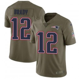 Patriots #12 Tom Brady Olive Men's Stitched NFL Limited 2017 Salute To Service Jersey