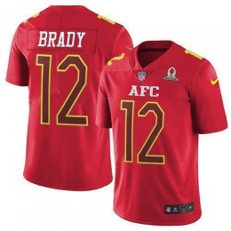 Patriots #12 Tom Brady Red Men's Stitched NFL Limited AFC 2017 Pro Bowl Jersey
