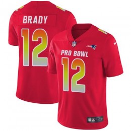 Patriots #12 Tom Brady Red Men's Stitched NFL Limited AFC 2018 Pro Bowl Jersey