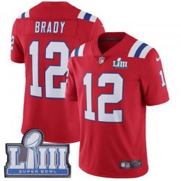 Patriots #12 Tom Brady Red Alternate Super Bowl LIII Bound Men's Stitched NFL Vapor Untouchable Limited Jersey